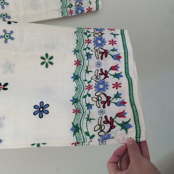 Zara Embroidered culottes white multicolor floral S M L XL NWT - Picture 12 of 14